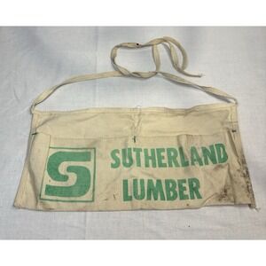 Vintage Sutherland Lumber Canvas Carpenter Shop‎ Work Apron Double Pocket Advert